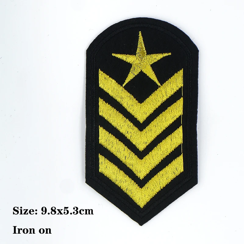 2 Stück Mode Schild goldene silberne Löwe Biene Anker Symbol gestickte Applikation für Kleidung DIY Eisen auf Patches auf dem Aufkleber – Detail 14