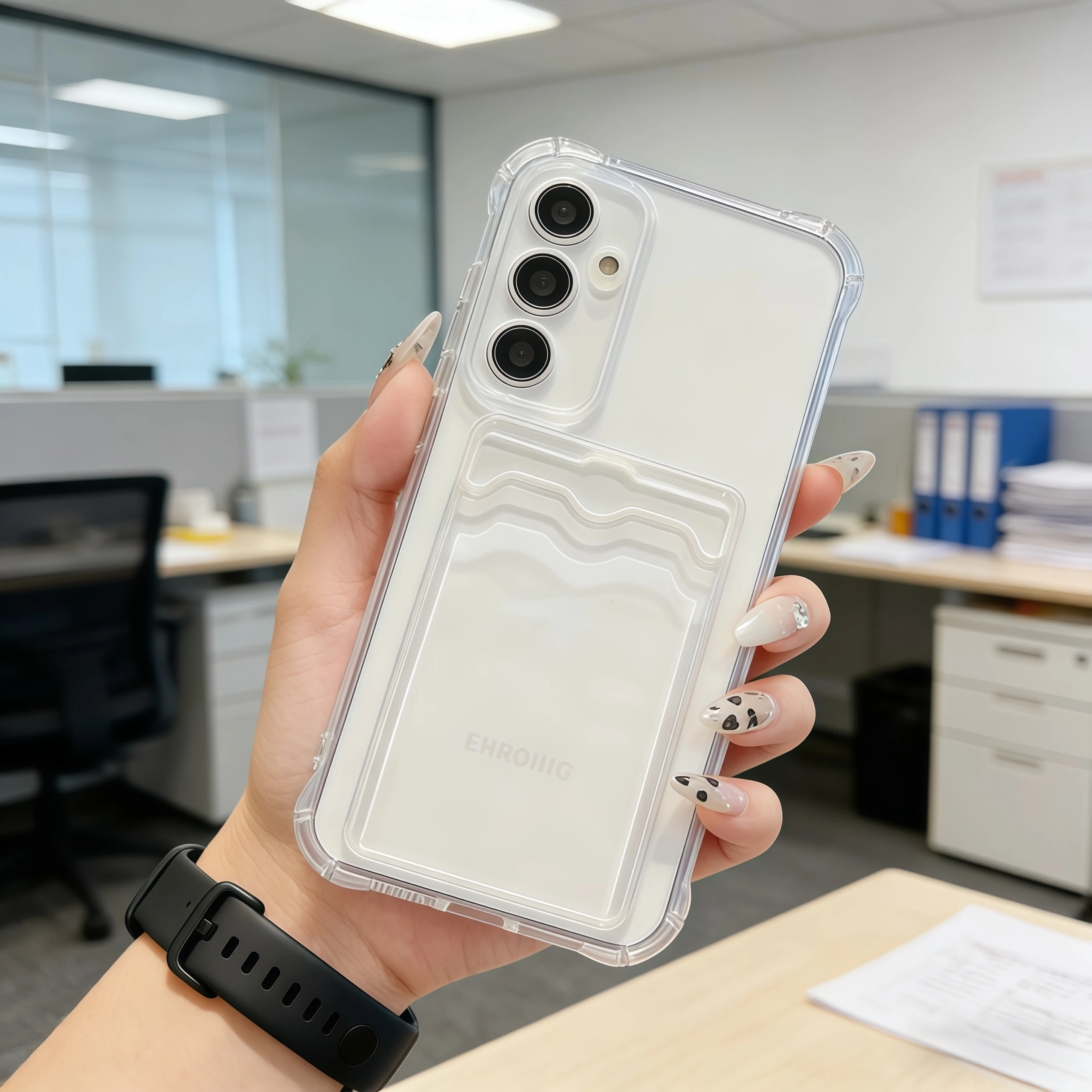 Shockproof Clear Silicone Phone Case with Card Slot Back Cover