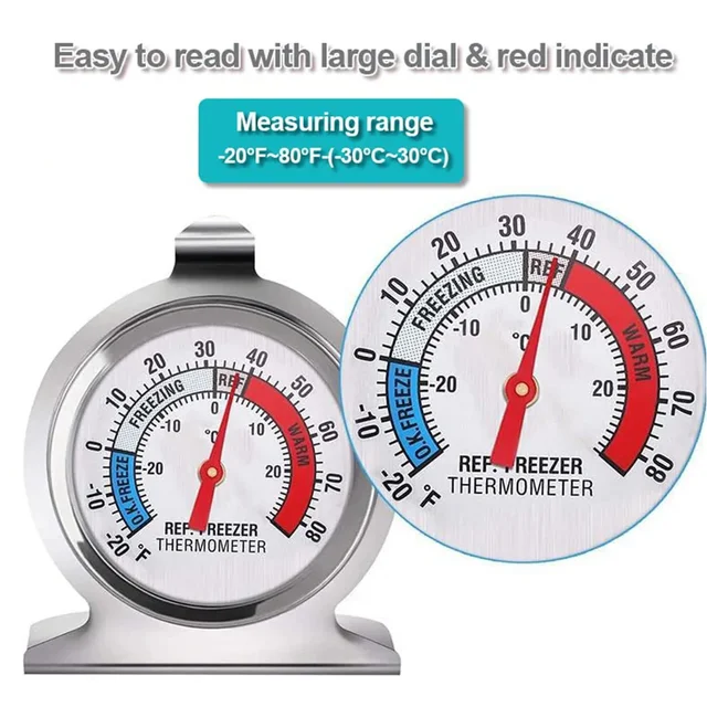 2/4/16pcs Refrigerator Freezer Thermometer with Large Dial & Red Indicator 3