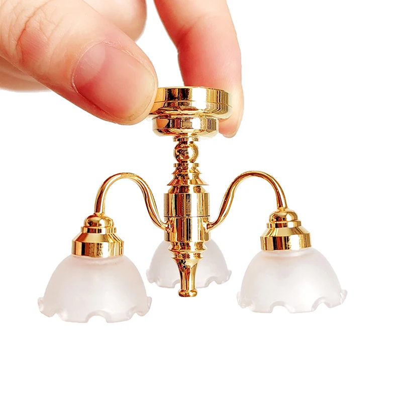 Kid’s Realistic Dollhouse Furniture Chandelier Light Preschool Pretend Play Sand Table Toy Scaled Model LED Ceiling Lamp 6