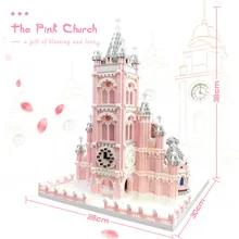 

Pink Castle Wedding Church small particle adult high difficulty building block