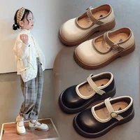 Girls PU Leather Shoes Princess Spring Black Soft-soled Children Kids Loafer Size 21-36 Footwear 2