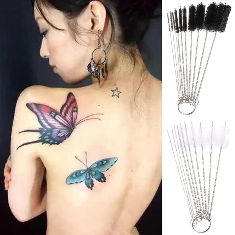 

1 Set Cleaning Brushes Machine Tube Grip Tip Nozzle Body Art Accessory