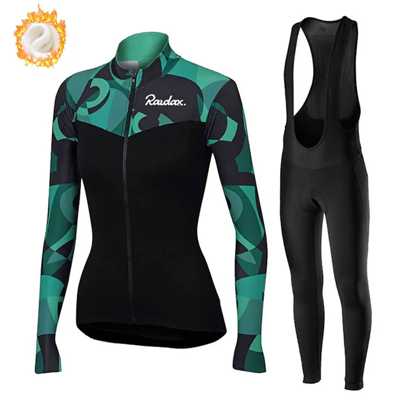 Winter Fleece Warm RAUDAX Women's Long Sleeve Jersey Suit Mountian Bike Clothes Ropa Ciclismo Mujer Racing Bike Cycling Clothing