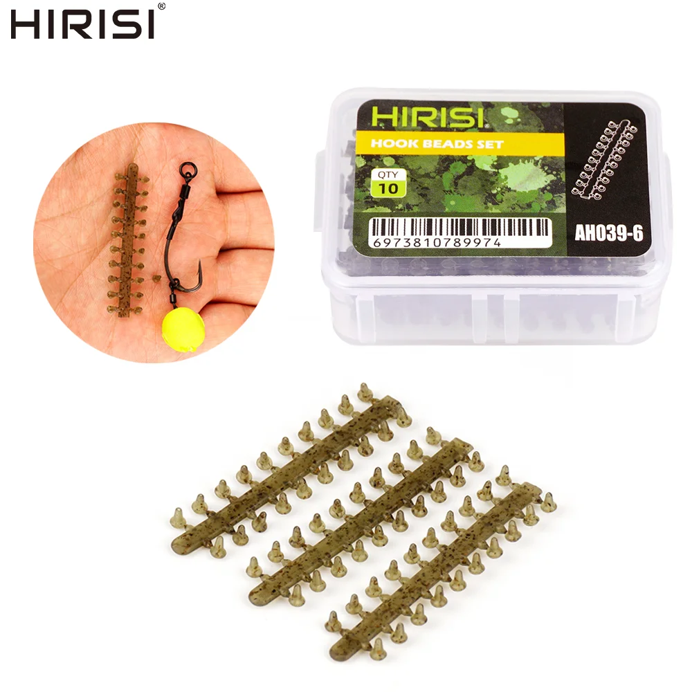 Hirisi 10-Karten-Gummiperlen zum Karpfenangeln, hohe Elastizität, rutschfest, verschleißfest, Angelhaken, Rig-Stoppperlen, sichere Fixierung