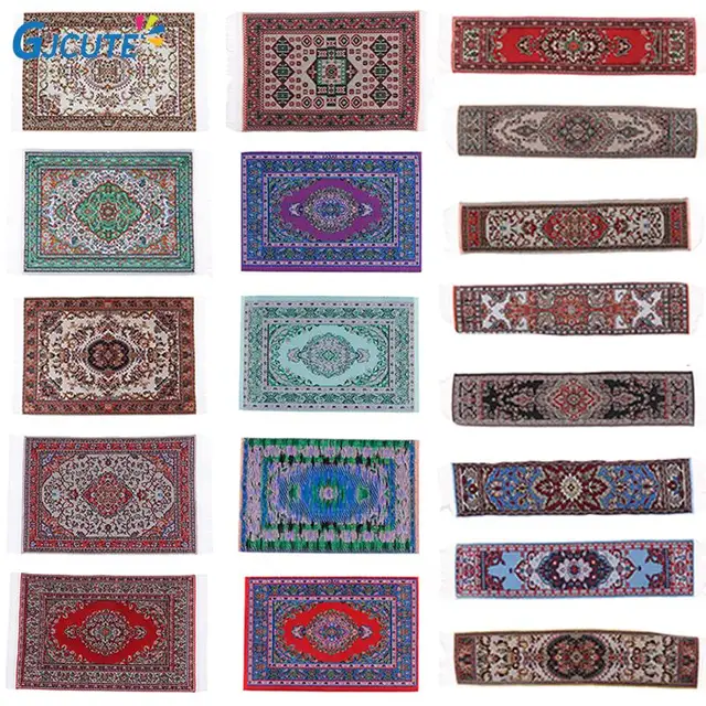 1:12 Turkish Dollhouse Mini Carpet Floral Mat Playing House Decor Floor Coverings Miniature Casa De Boneca Doll Accessories 1
