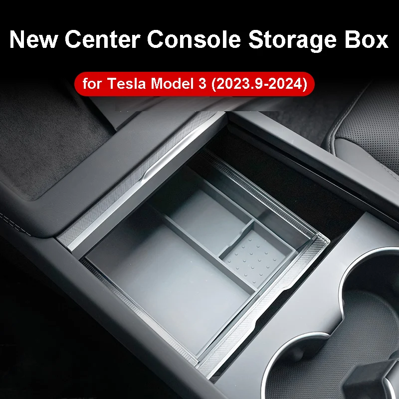 Organizer Console Centrale Tesla Model 3 Highland - Portaoggetti Con Tappetini Antiscivolo, 2 Pezzi