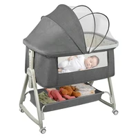 Lit cododo 4-en-1 pour bébé, réglable en 6 positions, avec matelas, 15 °   Inclinable, Roues avec freins, Lit bébé 0-24 mois 3