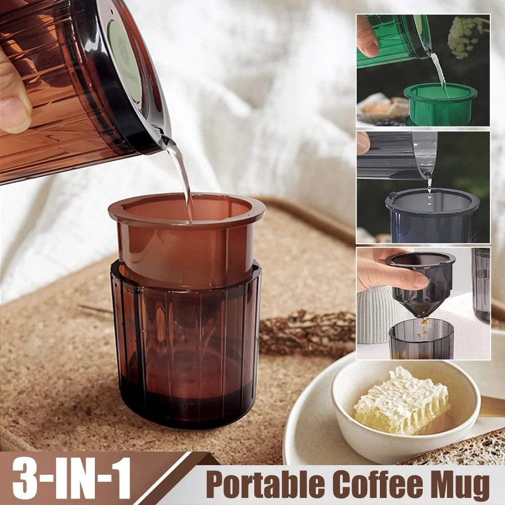 

Pour Over Coffee Maker Paperless 3in1 Portable Coffee Maker with Double-Layer Stainless Steel Filter with 2 Cups for Home Travel
