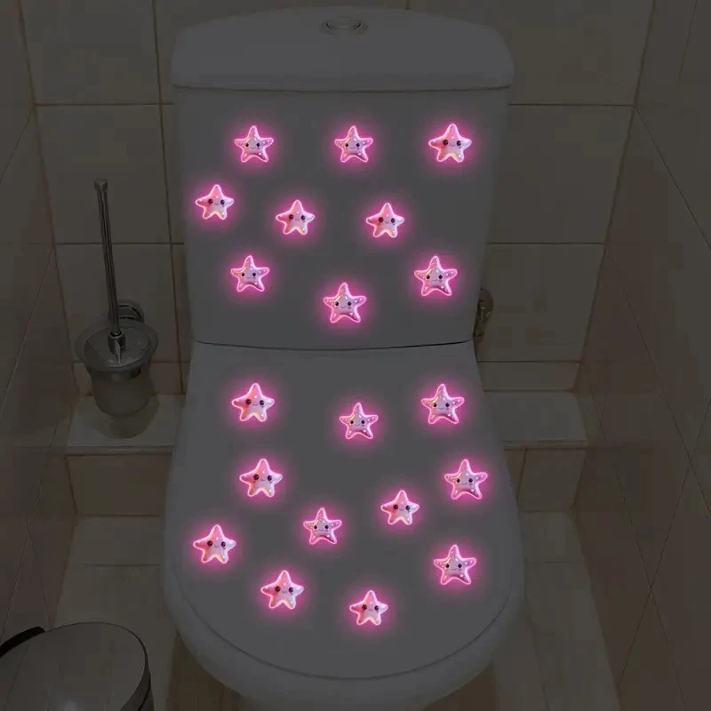 Self-Adhesive Lotus Glow-in-the-Dark Toilet Sticker Bathroom Toilet Lid Decoration Ambiance Decorative Sticker Wall Decor Decal