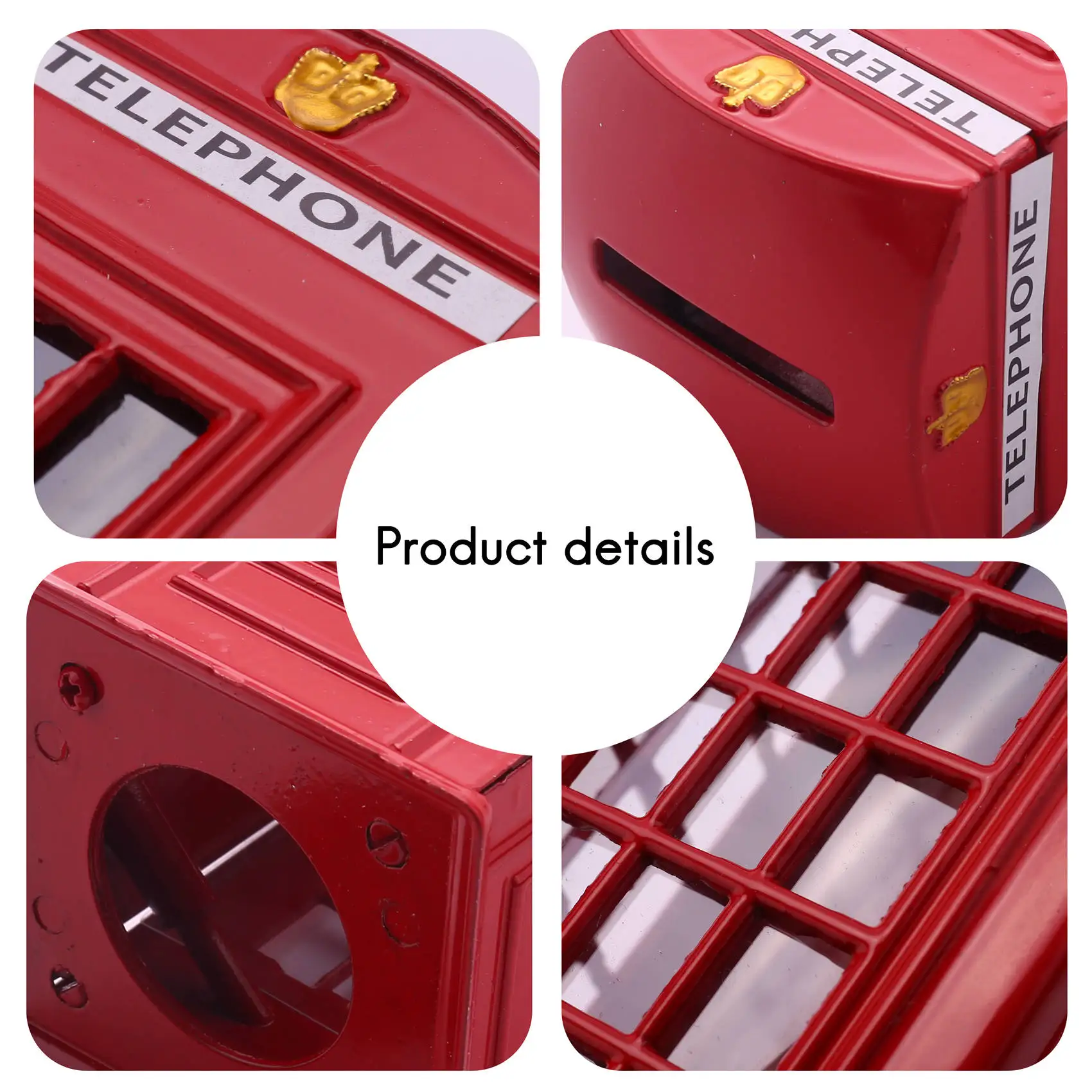 AY00-메탈 레드 영국식 런던 전화박스 저금통 빨간색 전화박스 상자 140X60x60mm