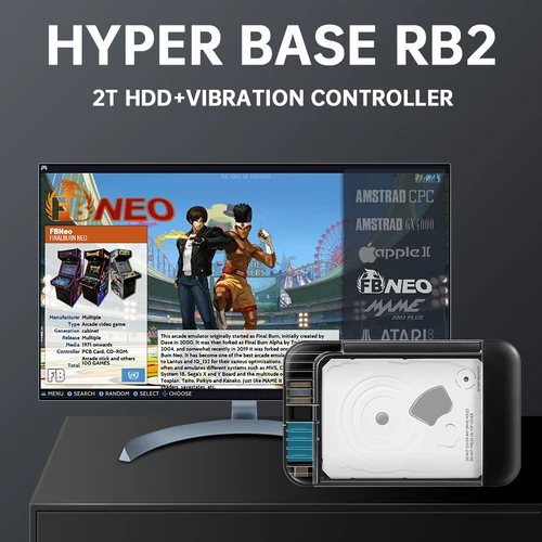 Retrobat 2T 휴대용 외장 게임 HDD, 100000 개 이상의 게임 내장, PSP/PS1/PS2/WII/MAME/DC 레트로 비디오 게임용 105 에뮬레이터 포함 5