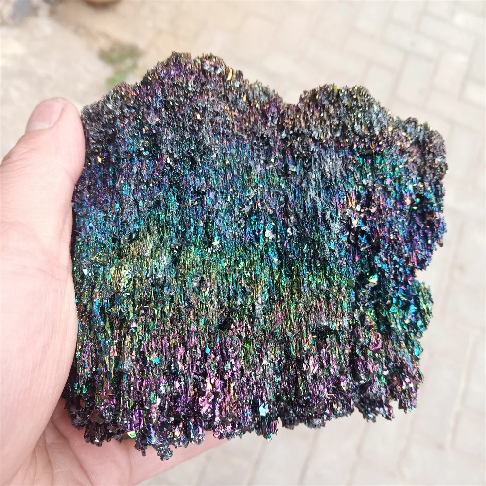 Colorful Carborundum Natural Stone Specimen Silicon Carbide Black Quartz Crystal Mineral Sample Home Decor  1pc big