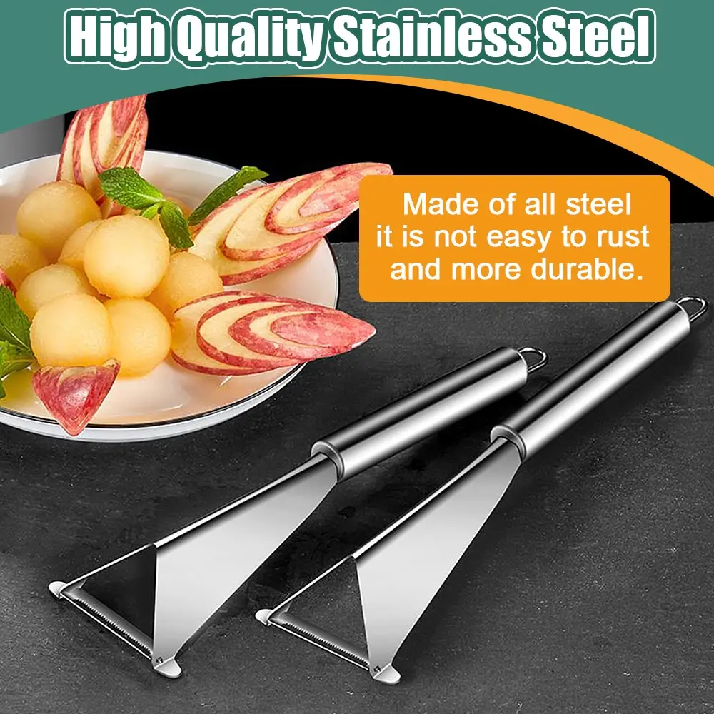 Stainless Steel Fruit Knife fruit slicer vegetable slicer fruit knife vegetable cutter potato slicer apple slicer apple cutter food slicer kitchen knife Triangle Vegetable Fruit Slicer Push Planer Knife Carrots Peeler Non-slip Carving Blade Tool