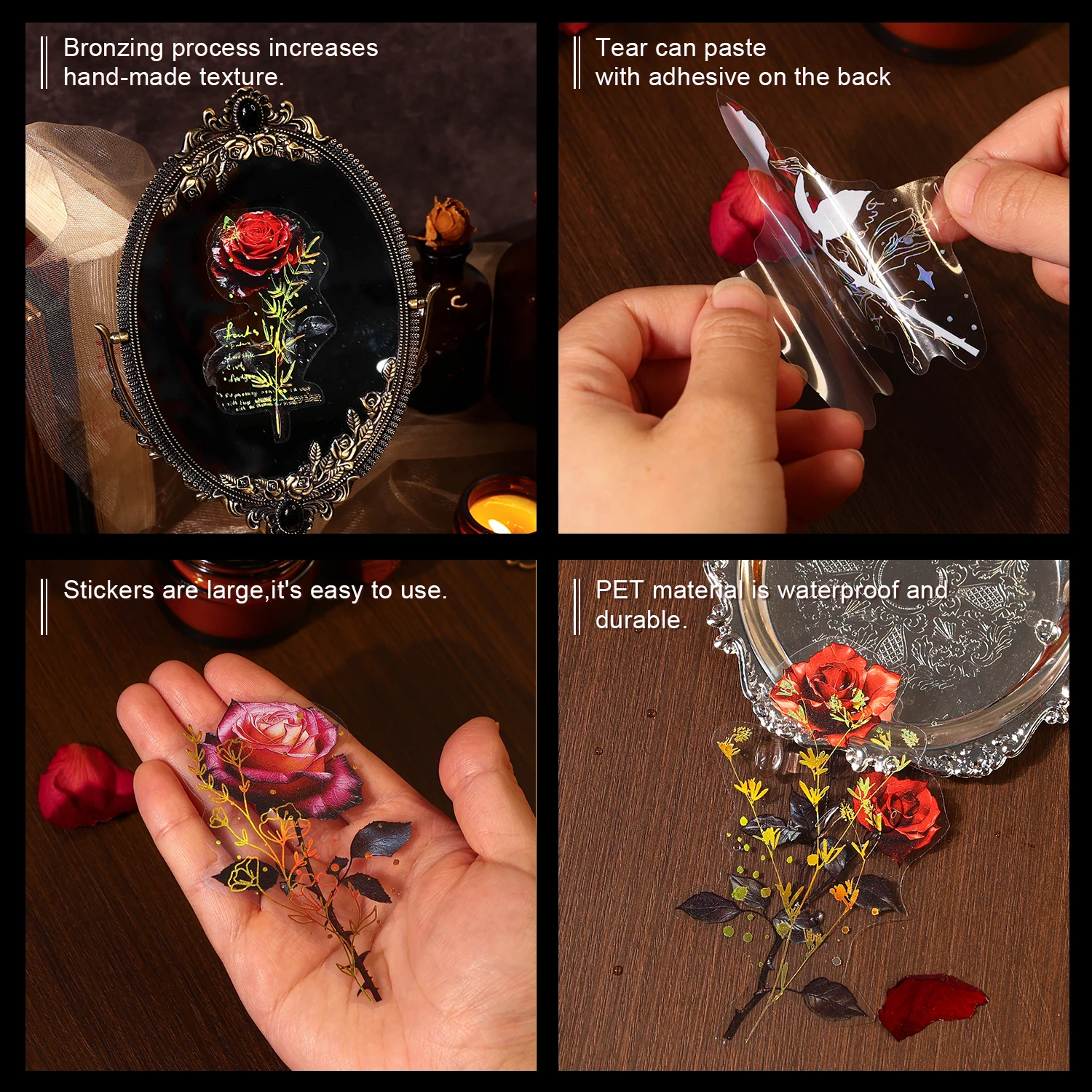 8 Packungen/Los die Legende der Rose Serie Retro kreative Dekoration DIY Haustier Aufkleber