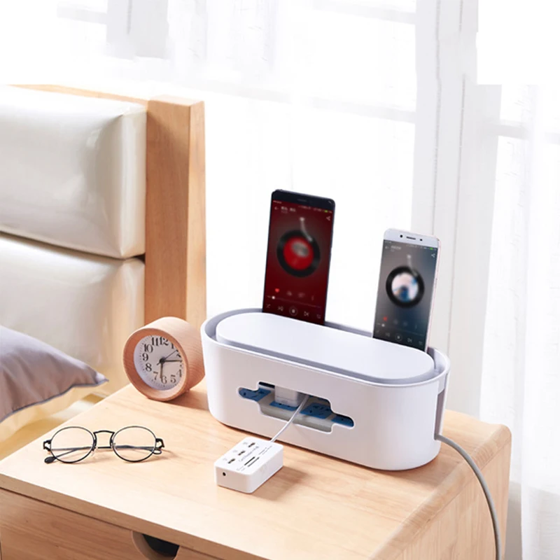 

Multifunctional Power Socket Storage Box Power Strip Wire Case Anti Dust Charger Cable Organizer Storage Management for Home