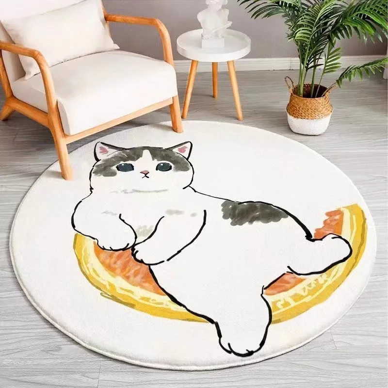 Cute Round Bedroom Rug Creative Cartoon Animal Pattern Living Room Carpet Modern Minimalist Home Decor Coffee Table Mat Alfombra
