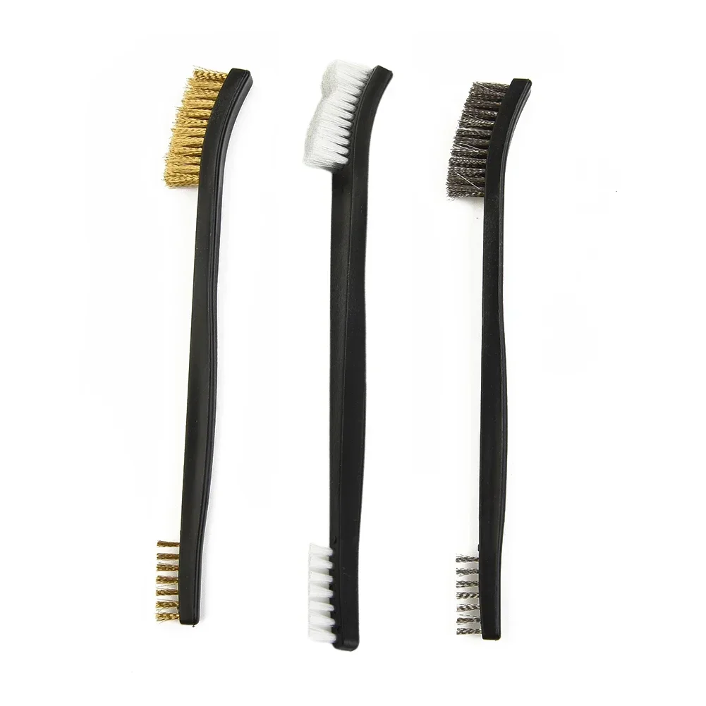 1pc Double Head Wire Brush Set Steel Brass Nylon Cleaning Polishing Metal Rust For Light Metal Spark Plugs Battery Cleaning cleaning brush wire brush stainless steel wire brush wire brush set cleaning brush set wire cleaning brush
