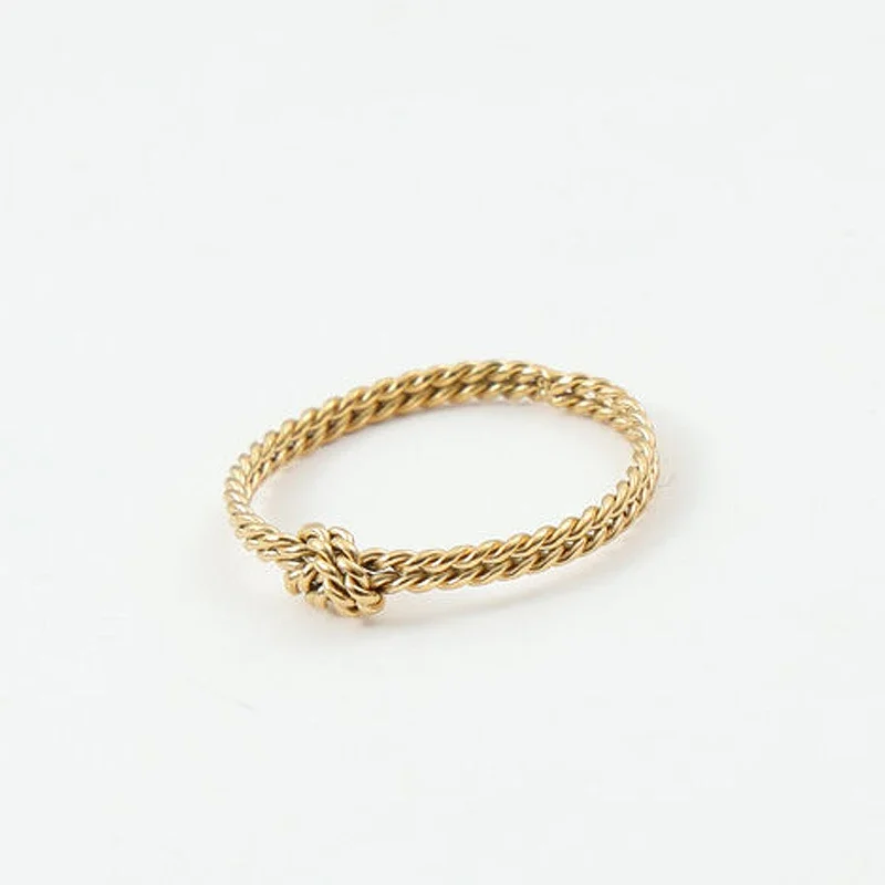 High End PVD Waterproof&No Fade Vintage Fashion Double Twist Knotted Ring for Women Girl Stainless Steel Jewelry 3
