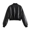 UNIZERA2023 Autumn and Winter New Women's Fashion Versatile Short Motorcycle Faux Leather Pilot Jacket Coat Leather Coat 2