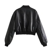 UNIZERA2023 Autumn and Winter New Women's Fashion Versatile Short Motorcycle Faux Leather Pilot Jacket Coat Leather Coat 2