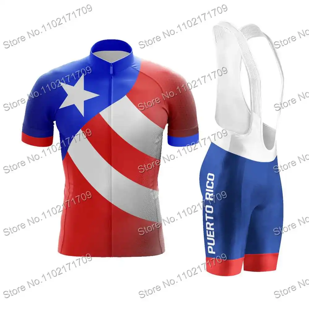 Love Puerto Rico Cycling Jersey Set Mens Cycling Clothing Summer MTB Maillot Kit Road Bike Shirts Suit Bicycle Bib Shorts