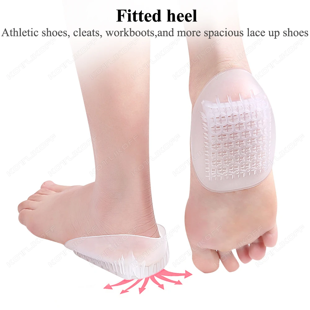 Weiche Silikon-Gel-Einlegesohlen für Fersensporn, Schmerzen, Unterstützung des Fußkissens, Fußmassagegerät, Pflege, halbe Ferse, Einlegesohle, Höhenerhöhung – Detail 5