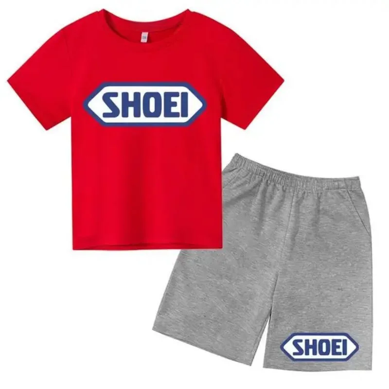 thumbnail image 1 of Conjunto de 2 piezas de camiseta y pantalones cortos con estampado de letras para niños y adolescentes de verano de 4 a 14 años, ropa informal de manga corta para niños y niñas, 1 of 5