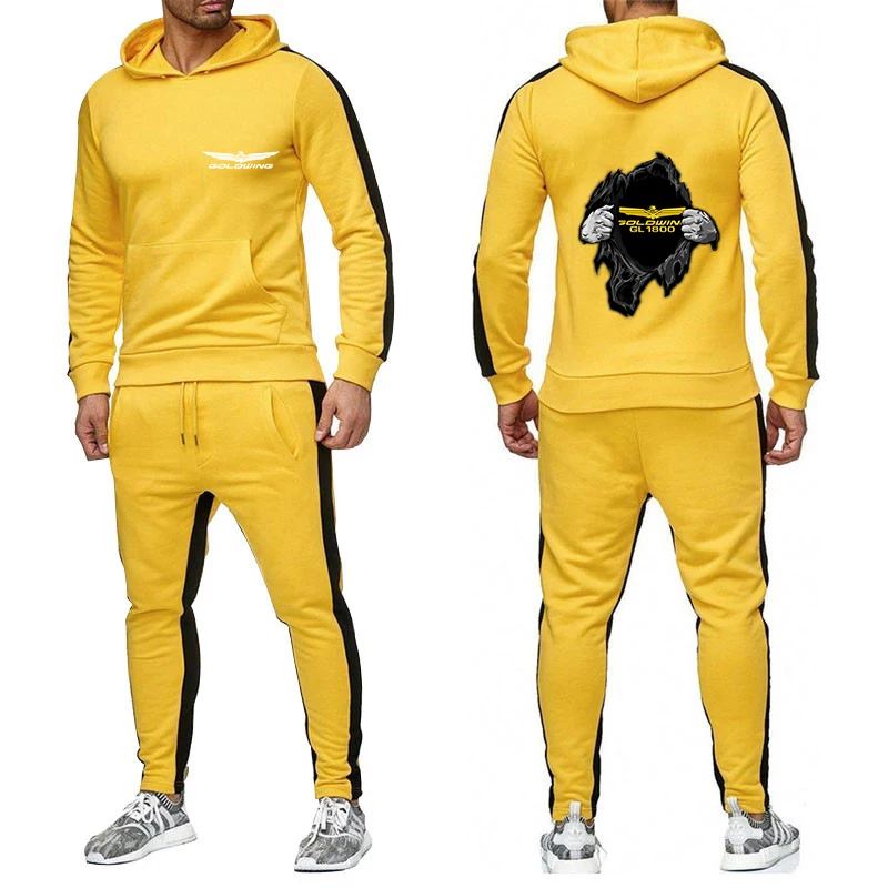 2023 new men's Golden Wing GL 1800 motorcycle fashion sweatshirt hoodie brand sweatpants cotton pants casual pullover solid colo