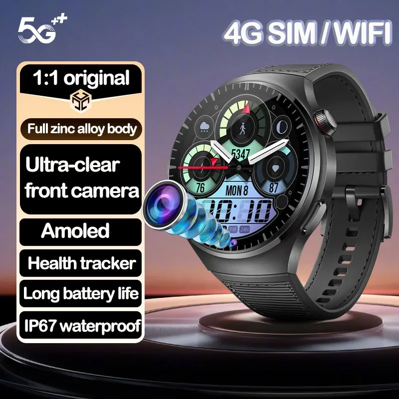

[4G SIM Card] 1:1 Original 4G Net Smartwatch GS38 for Huawei Amoled Round Screen 200W Front Camare HD Video Call App Download