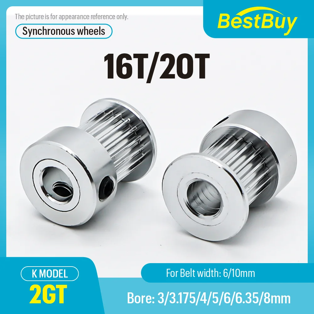 WEYENY Premium 2pcs XL-20T Timing Pulleys, Width 11mm Bore 4/5/6.35/8/10/12/12.7/14