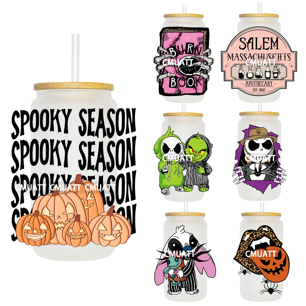 

Милые Мультяшные персонажи на день Хэллоуина УФ DTF переводные наклейки для Libbey холодная чашка кружка стакан водонепроницаемый сделай сам Ремесло