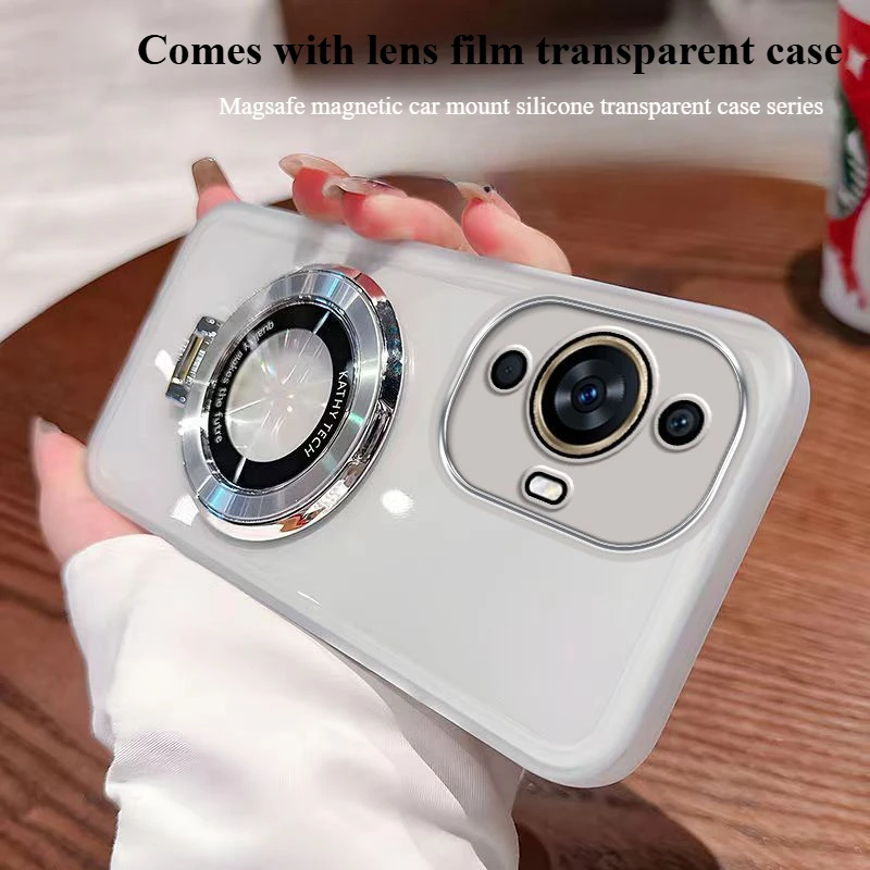 Luxury Silicone Transparent Bracket Shockproof Back Cover Case