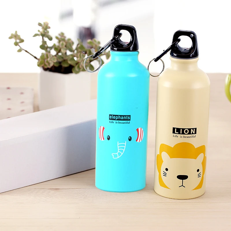 Sports Water Bottle Sports Bottle Water Bottle 500ML Animal Pattern Outdoor Sports Aluminum Water Bottle Portable Water Cup Mountaineering Buckle Small Mouth Single Layer Cup
