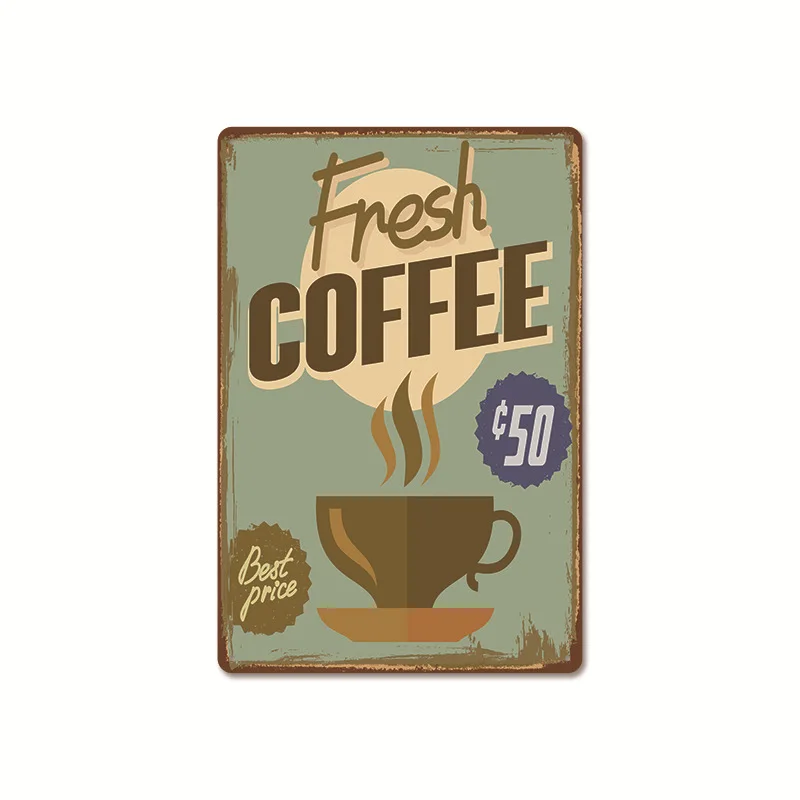 

Coffee shop Metal Signs Decorative Billboard Tin Plaque Metal Vintage Wall Decor for Coffee Bar Cafe Retro Iron Painting