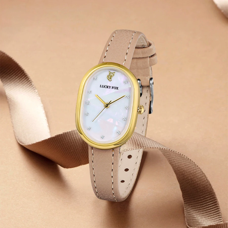 LUCKY FOX Luxury Women's Watch Simple Style Retro Brown Leather