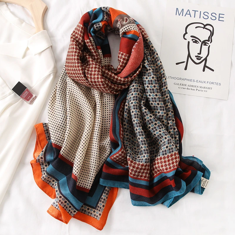 All-match SCARF UNISEX LIGHTWEIGHT PLAID PATTERN COTTON SCARF FOR WINTER
