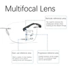 Unisex Square Progressive Multifocal Glasses Men Women Trendy Rimless Reading Glasses Vintage Blue Light Blcoking Eyeglasses 3
