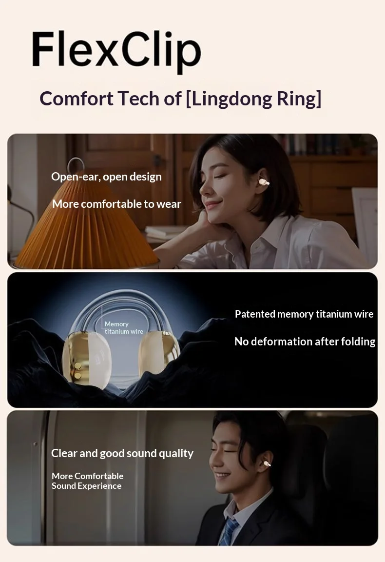 Wireless Ear Clip Bluetooth Headphones With Hifi Panoramic Audio_voghion.com