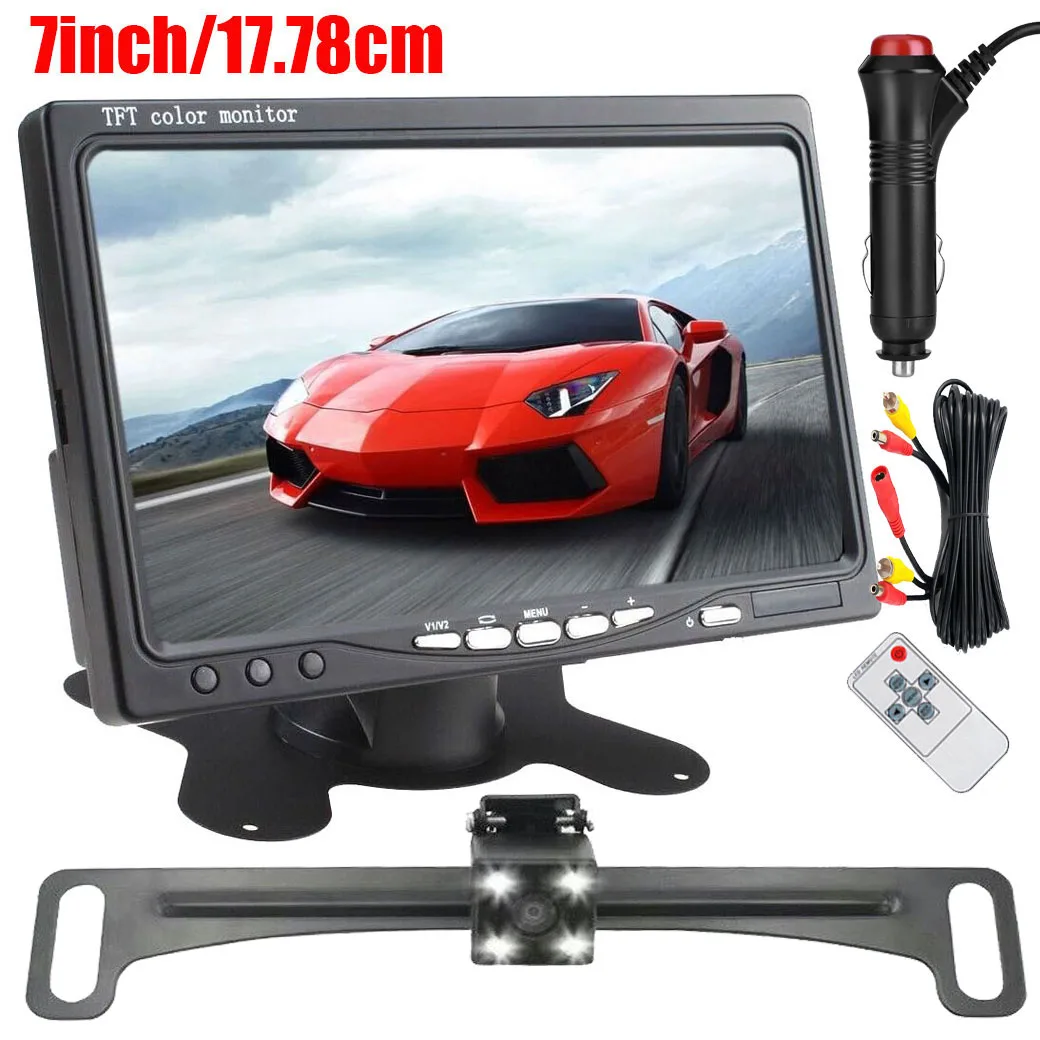 

7" Monitor & Rear View Backup Camera Reverse HD Night Vision For Car Truck RV