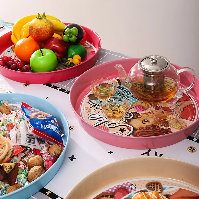 INS Antique Metal Serving Tray for Snacks Candy Bread Wedding Party Drinks Appetizer Storage Plate Desktop Ornaments Organizer 5
