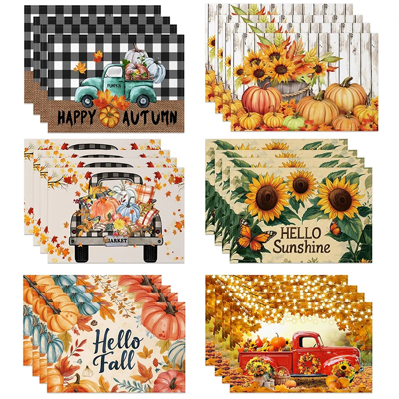 Autumn Pumpkin Farmhouse Table Placemats 1