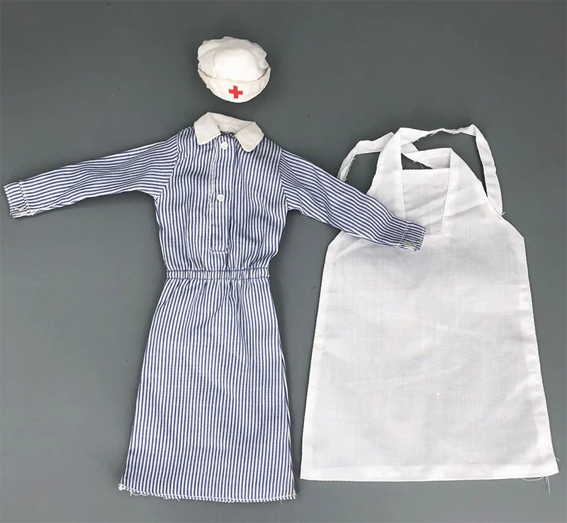 

1/6 Scale WWII German Army Rescue Nurse Apron Dress Hat Set Model for 12''Figures DIY Accessories '