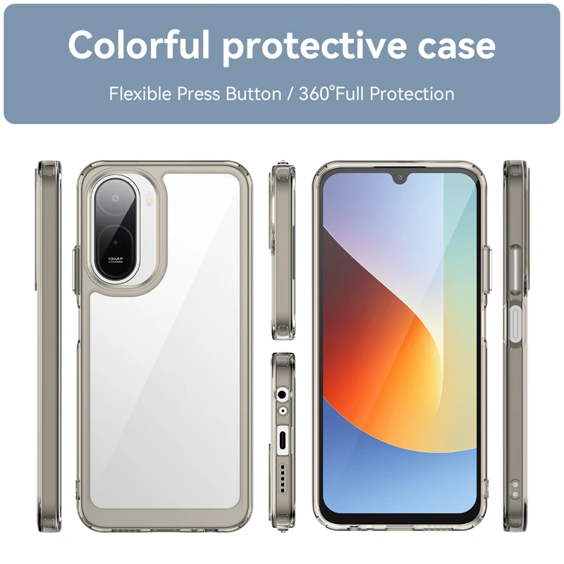 Clear Hard PC + Soft TPU Bumper Transparent Back Phone Cover