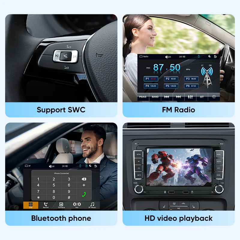 AINAVI Reproductor Multimedia para Auto MP5 de 7 Pulgadas con CarPlay y Android Auto para VW POLO GOLF 5 6 Plus PASSAT JETTA TIGUAN TOURAN 5