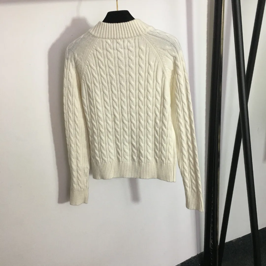 

2023 Autumn/Winter New Diamond Letter Decoration Cashmere Knitted Cardigan Zipper Jacket