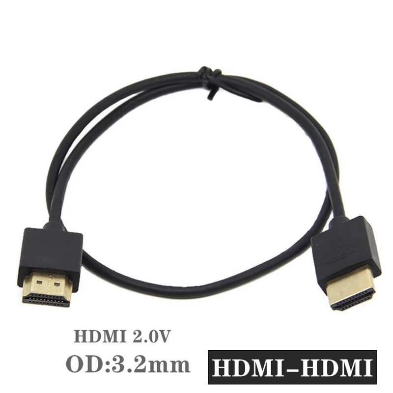 OD 3.2mm Super Soft Micro HDMI To HDMI To Mini Mini HDMI-Compatible Cable Ultra Thin 4k 60hz Portable Short Thin Hdmi 2.0 Coiled