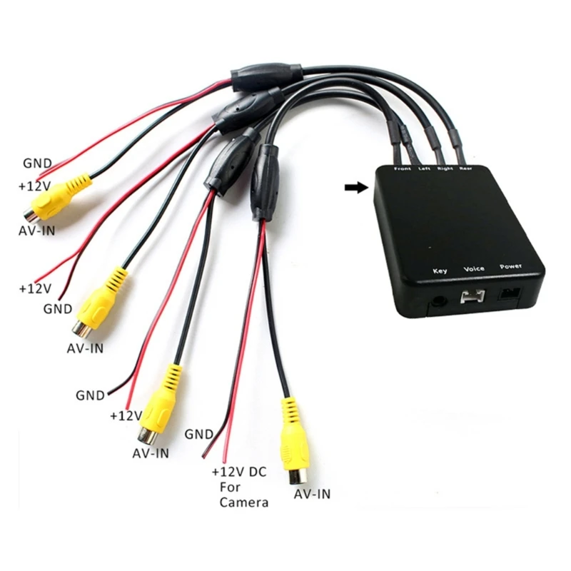 G99F 360 Degree Car Reversing Image Parking Panoramic Side View Rearview 4 Way Camera Control Box System Exterior Accessories