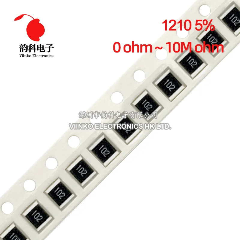 

100pcs 1210 5% 1/2W SMD Chip Resistor 0R - 10M 1 10 22 47 100 220 330 470 ohm 10R 47R 100R 220R 470R 1K 2.2K 4.7K 10K 100K 1M