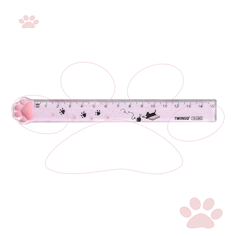 Cute Cat Paw Plastic Straight Rulers Kawaii School Office Supplies Planner Accessories Student Prize - 3